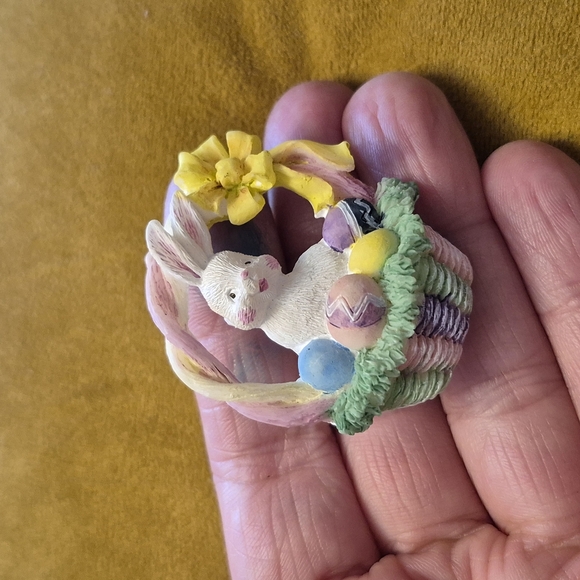 Easter Bunny Basket Figurine with Eggs - Picture 3 of 5